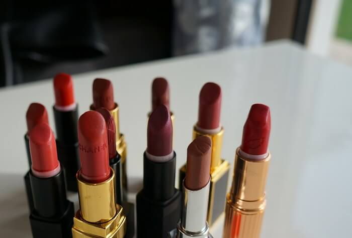 Collection of lipsticks in different shades