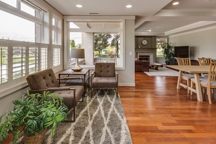 Wooden flooring in a living room
