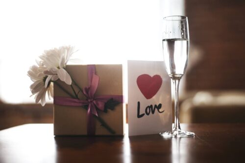 Gift for love and champagne